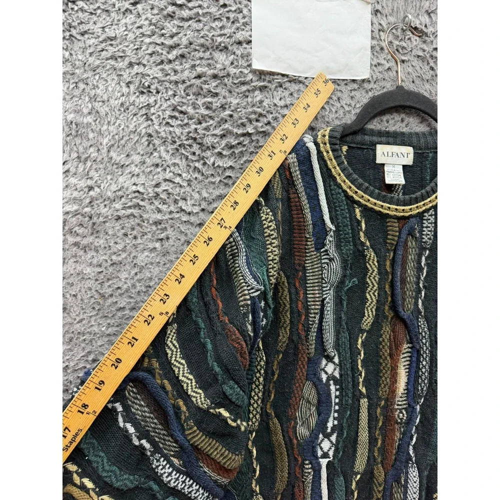 Vintage 1990s Alfani 3D Textured Knit Pullover Sweater Multicolor Mens Size M